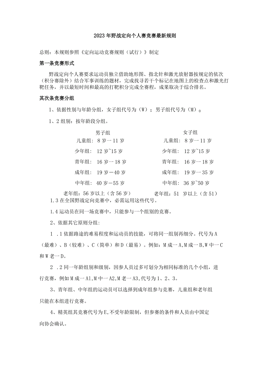 2023年野战个人赛竞赛最新规则.docx_第1页