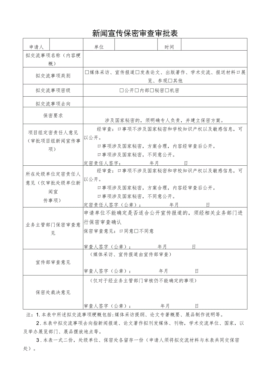 15.新闻宣传保密审查审批表.docx_第1页