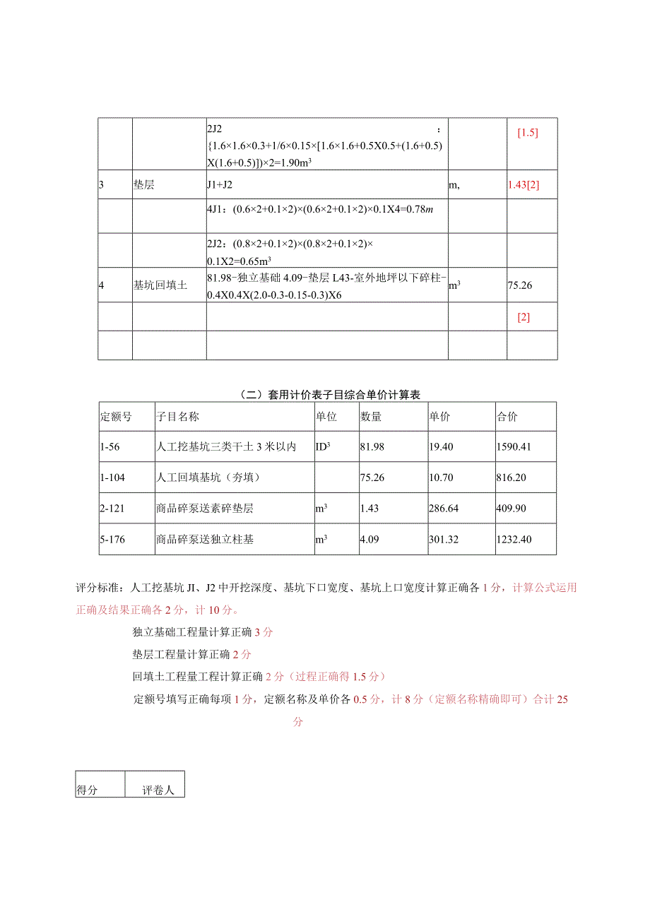 2023年造价员考试土建答案及评分标准.docx_第2页