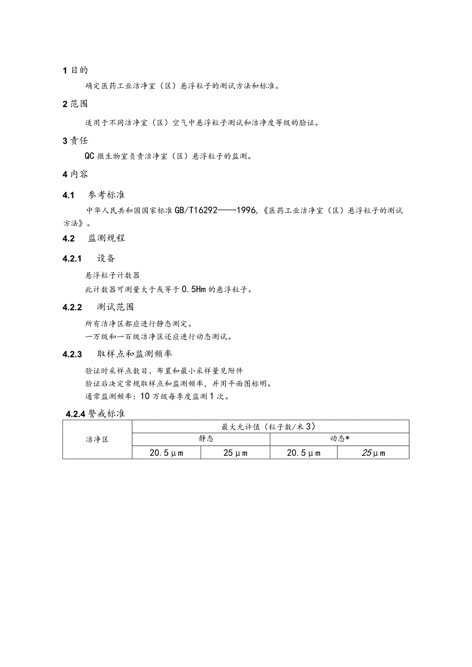 确定医药工业洁净室（区）悬浮粒子的测试方法和标准.docx_第1页