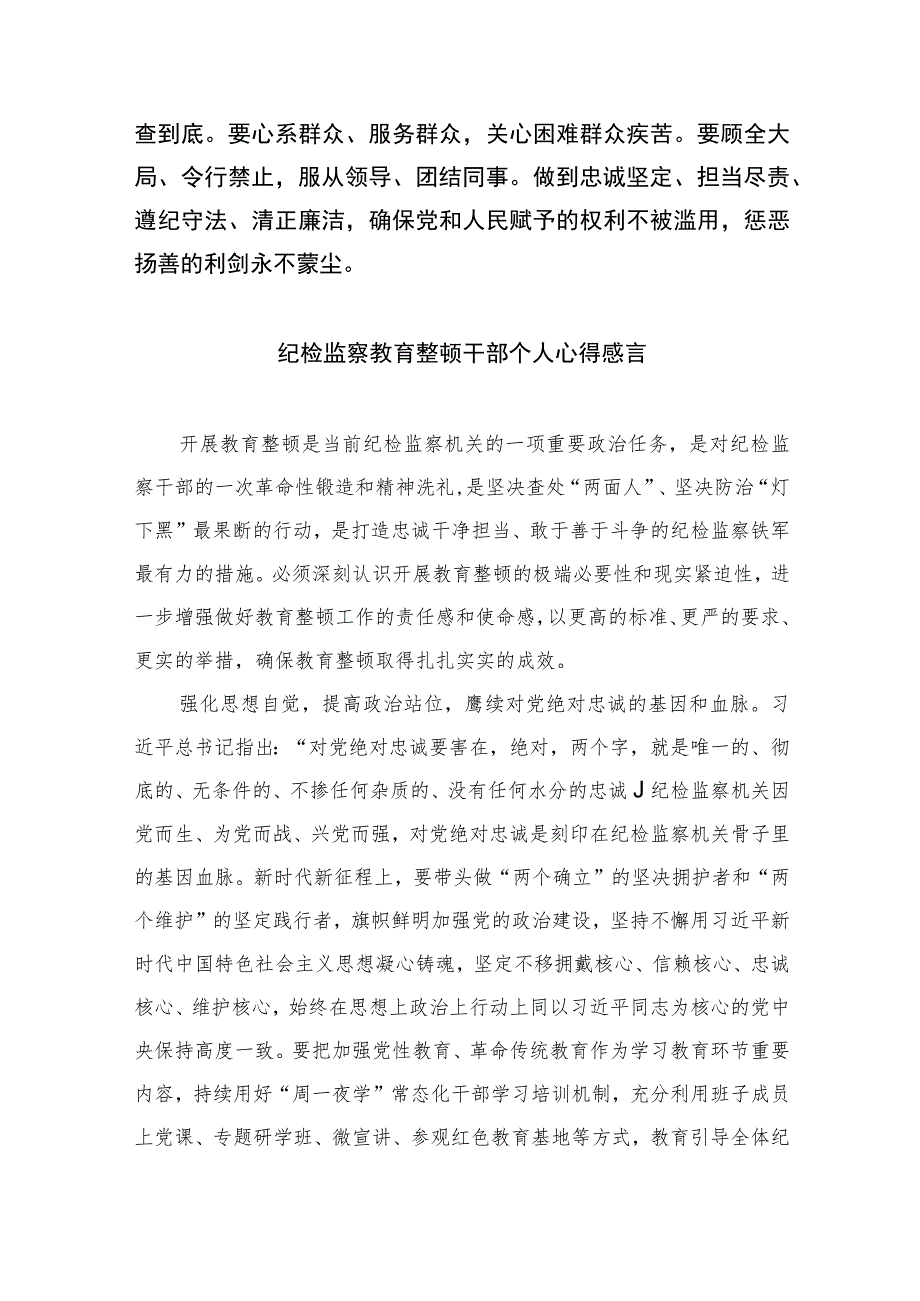 纪检干部队伍教育整顿心得体会(精选六篇模板).docx_第2页