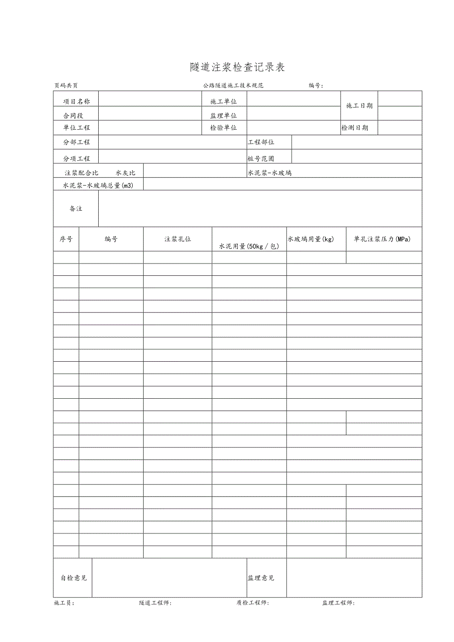 隧道注浆检查记录表.docx_第1页