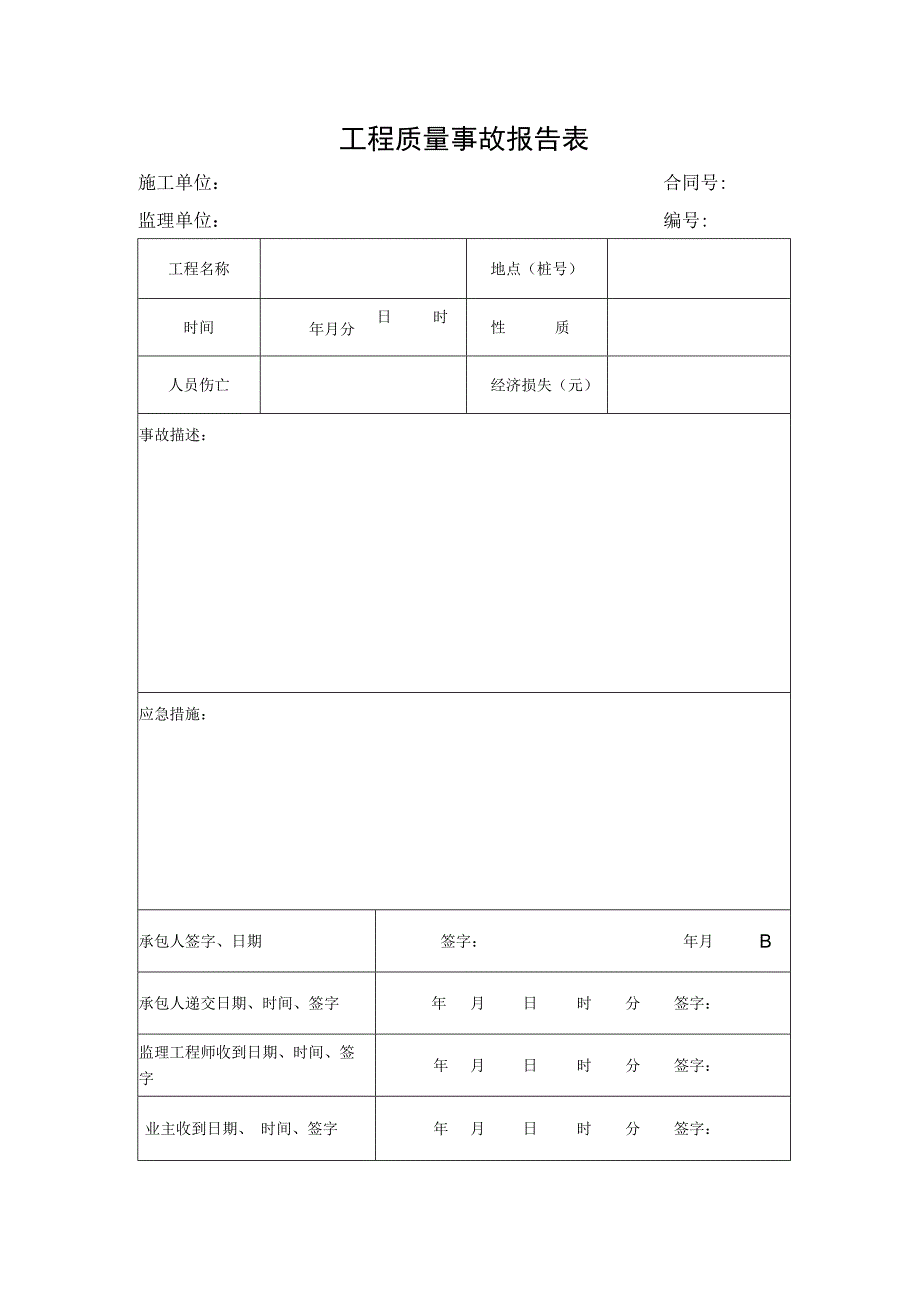 工程质量事故报告表.docx_第1页