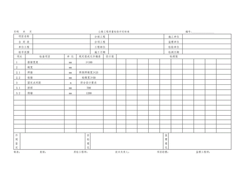 隧道防水层质量检验报告单.docx_第1页