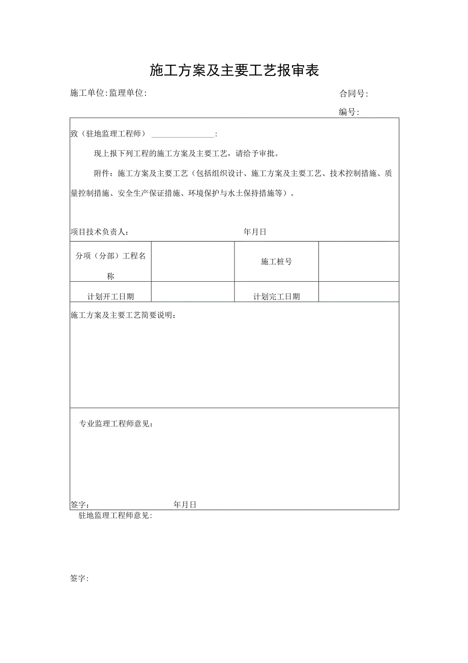 施工方案及主要工艺报审表.docx_第1页