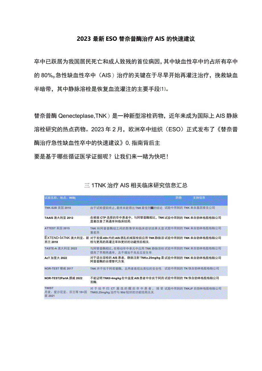 2023最新ESO替奈普酶治疗AIS的快速建议.docx_第1页