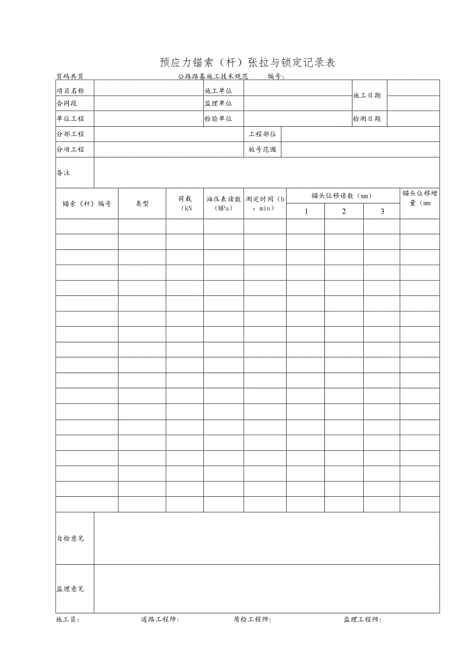 预应力锚索(杆)张拉与锁定记录表.docx_第1页