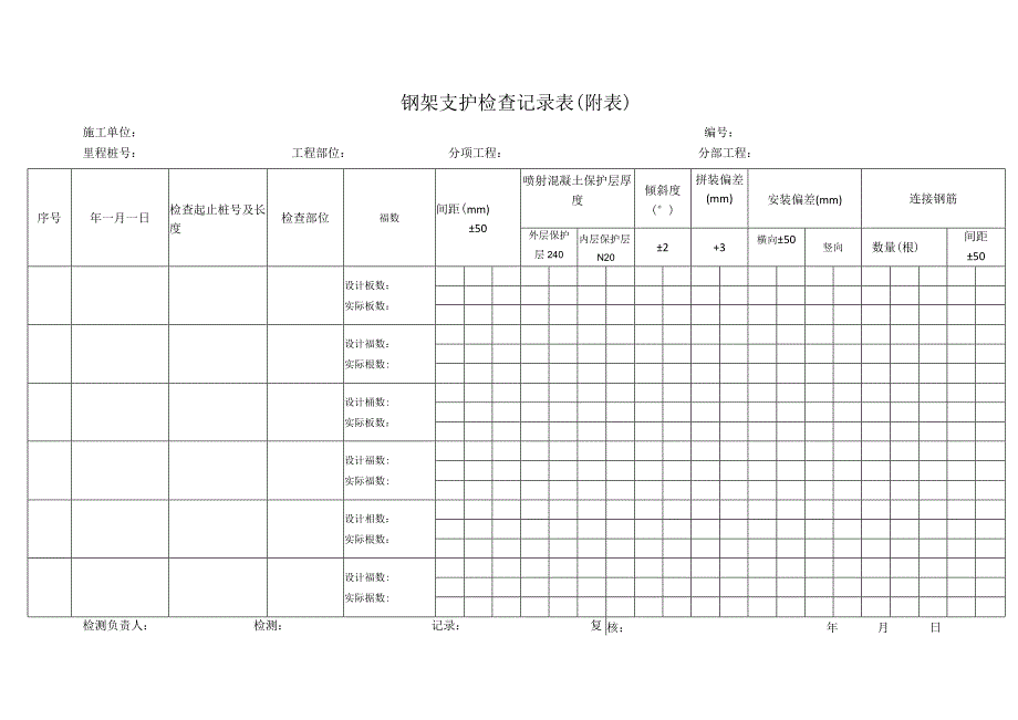 钢架支护检查记录表.docx_第1页