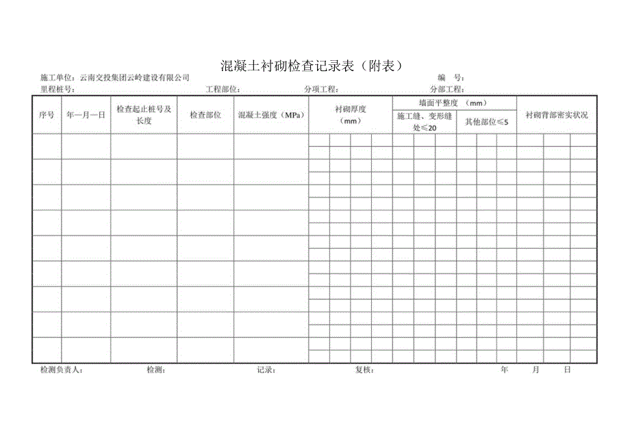 混凝土衬砌检查记录表.docx_第1页