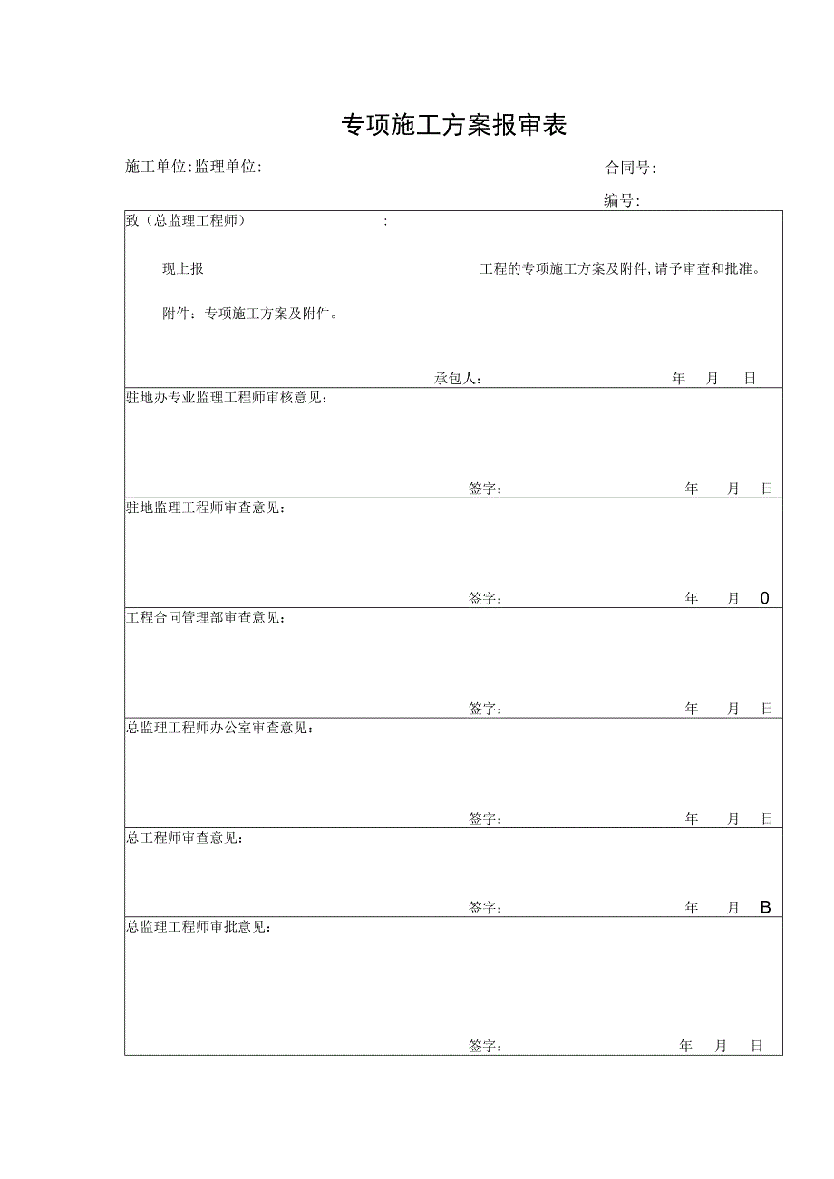 专项施工方案报审表（模板）.docx_第1页