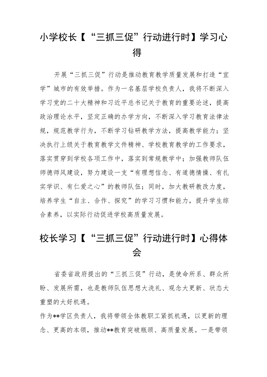 （共三篇）小学班主任教师【“三抓三促”行动进行时】学习心得.docx_第3页