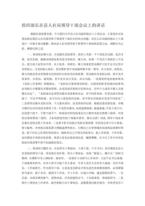 组织部长在县人社局领导干部会议上的讲话.docx