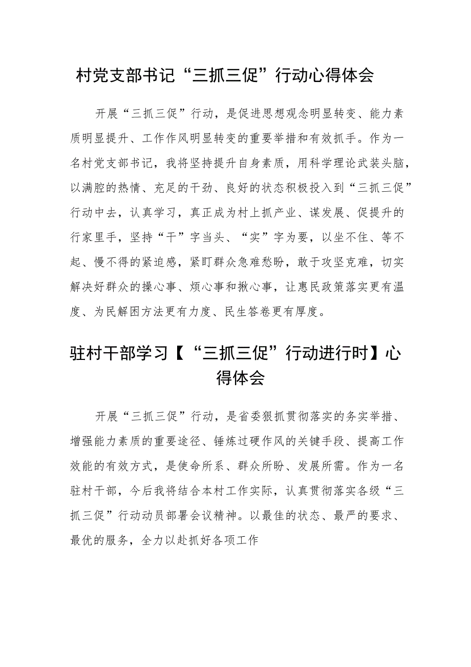 村党支部书记“三抓三促”行动心得体会范文(参考三篇).docx_第1页