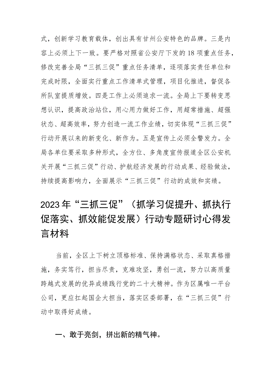 公安分局【“三抓三促”行动进行时】推进会研讨发言材料（3篇）.docx_第2页