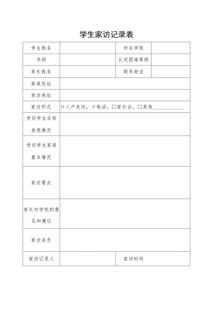 学生家访记录表.docx_第1页