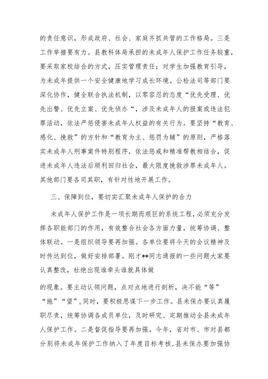 在2023年全县未成年人保护工作领导小组第二次全体会议上的讲话.docx_第3页