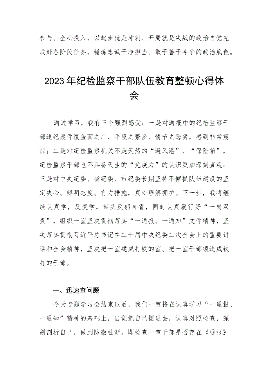 2023年纪检监察干部队伍教育整顿心得体会七篇.docx_第3页