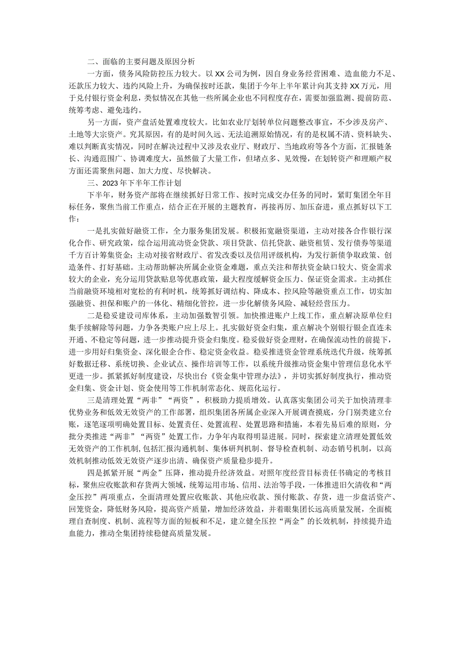 公司财务资产部2023年上半年总结及下半年计划.docx_第2页