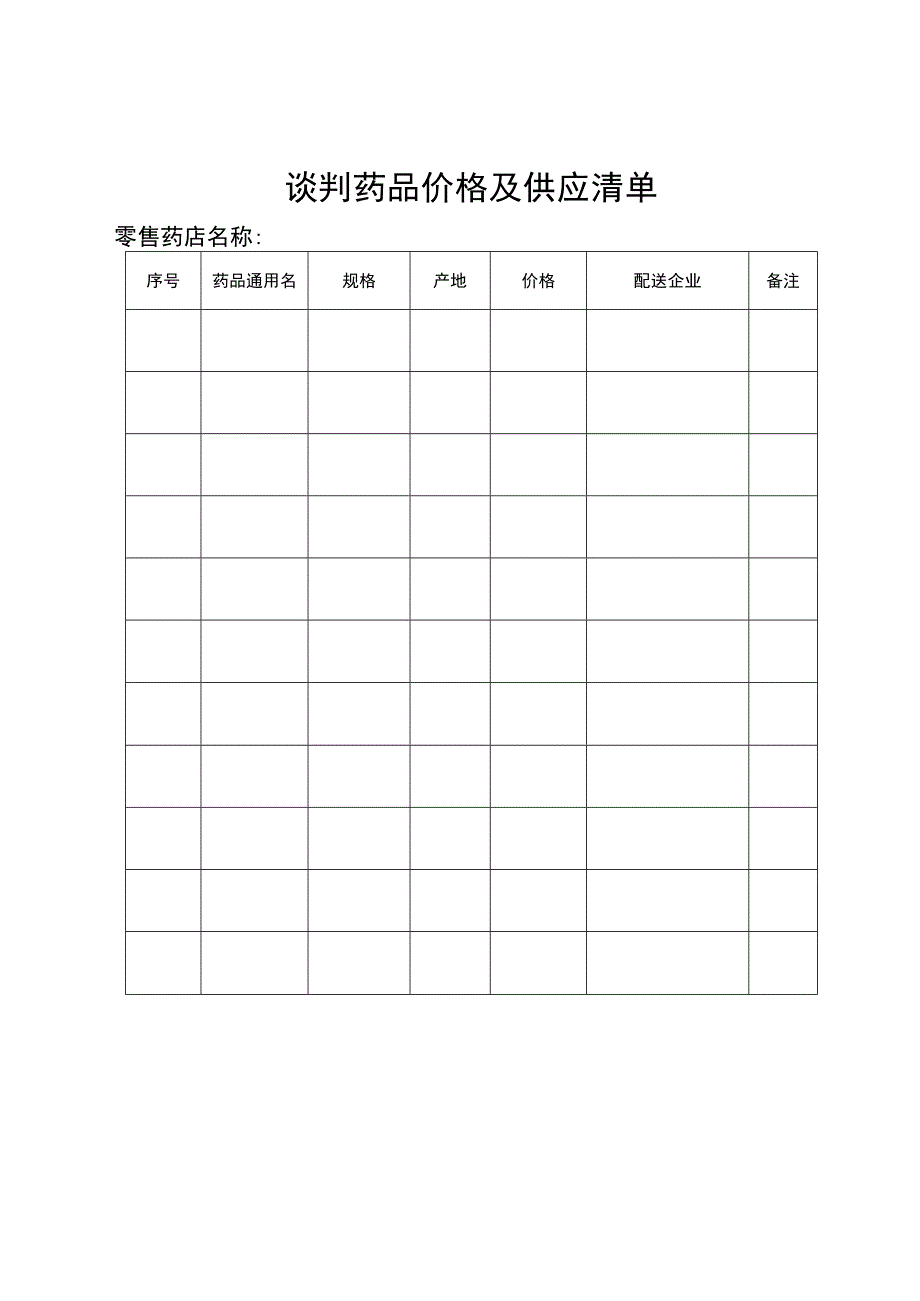 谈判药品“双通道”定点零售药店申请表、花名册、价格及供应清单.docx_第3页