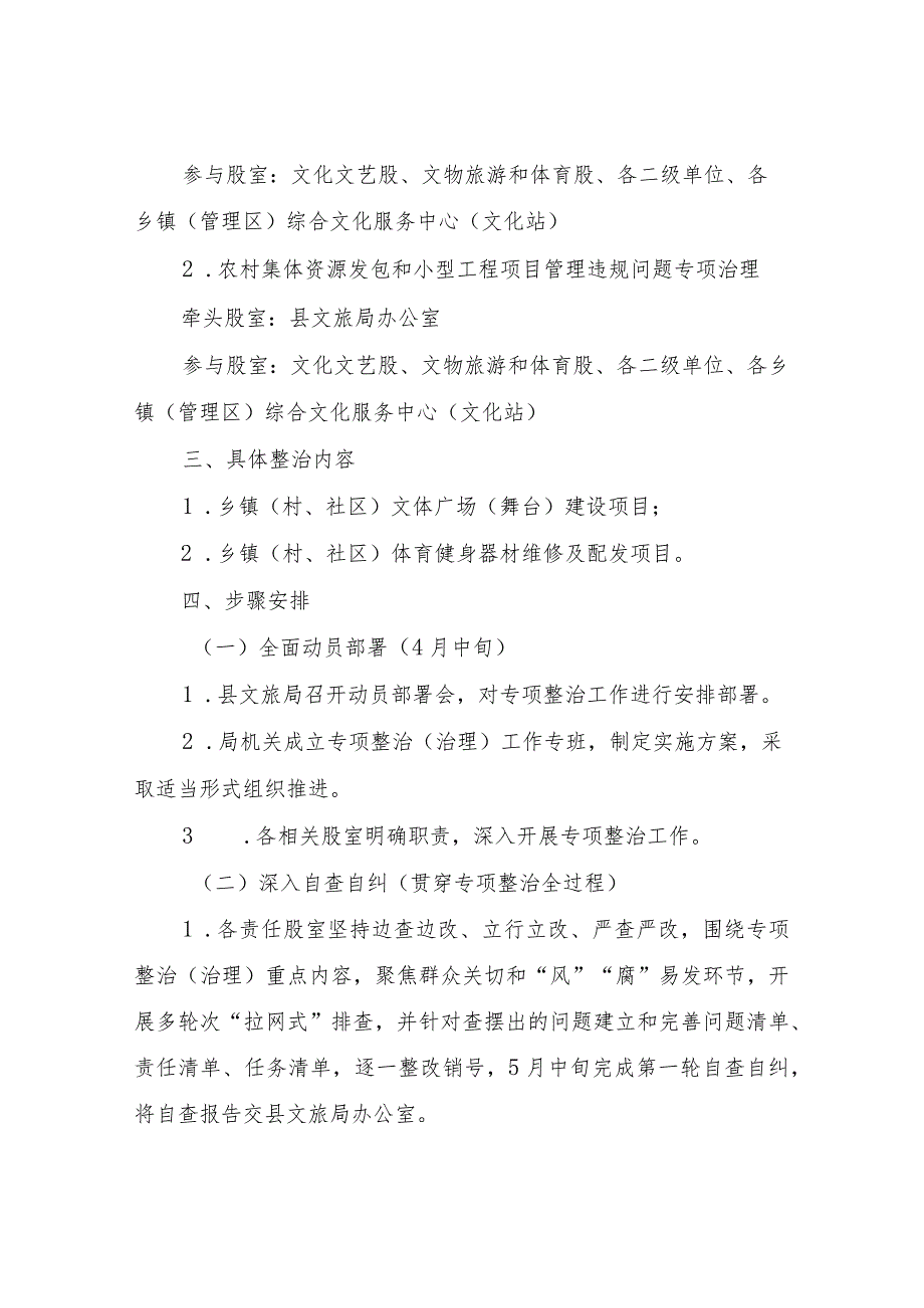 XX县文化和旅游局2023年群众身边腐败和作风问题专项整治实施方案.docx_第2页