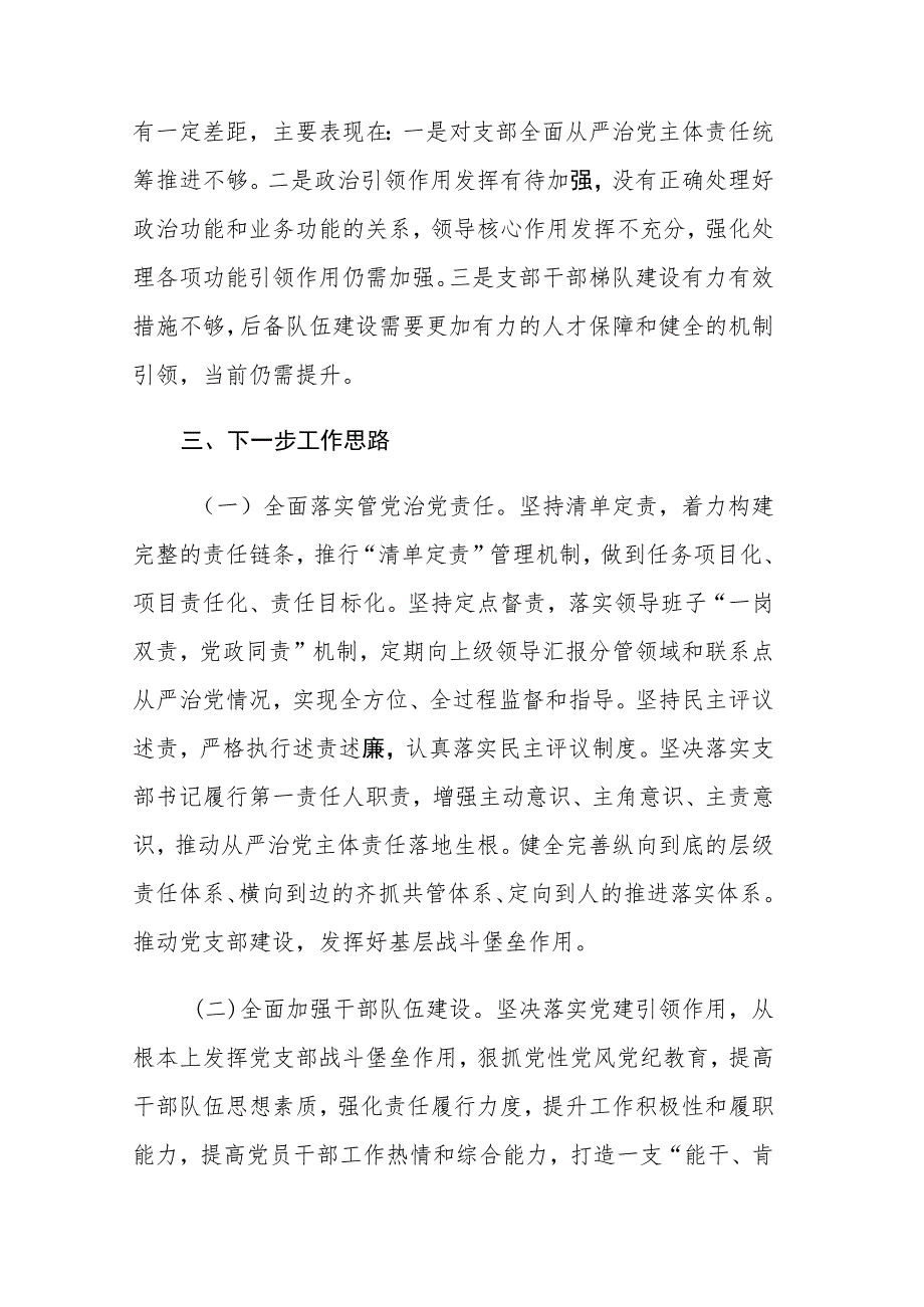 党支部书记2023年上半年履行全面从严治党第一责任人责任情况及市局主要负责人述法报告报告范文2篇.docx_第3页