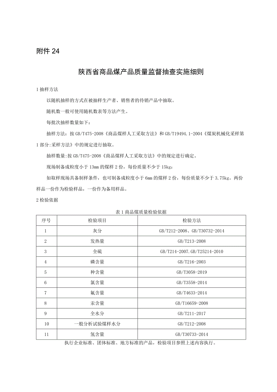 陕西省商品煤产品质量监督抽查实施细则.docx_第1页