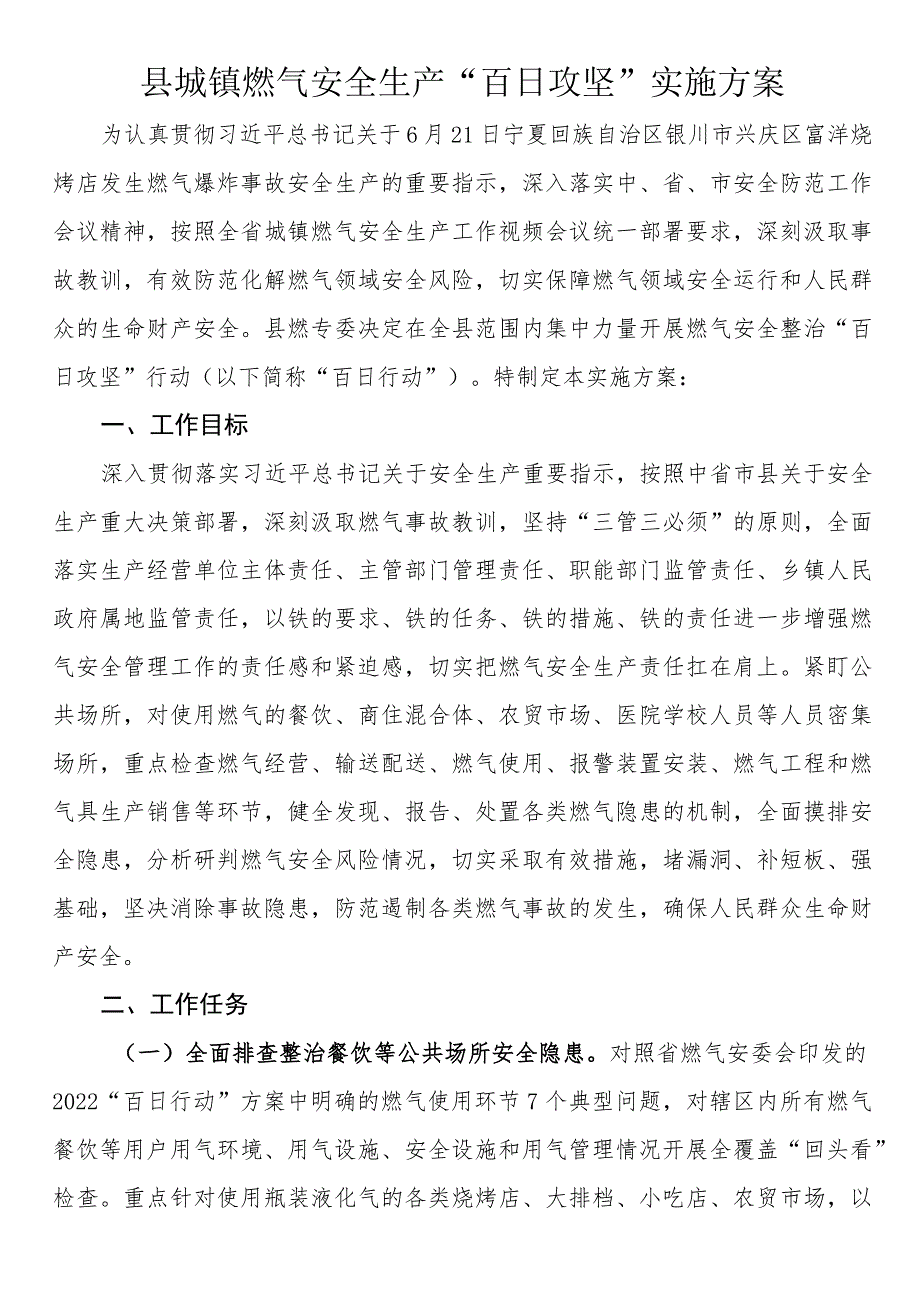 县城镇燃气安全生产 “百日攻坚”实施方案.docx_第1页