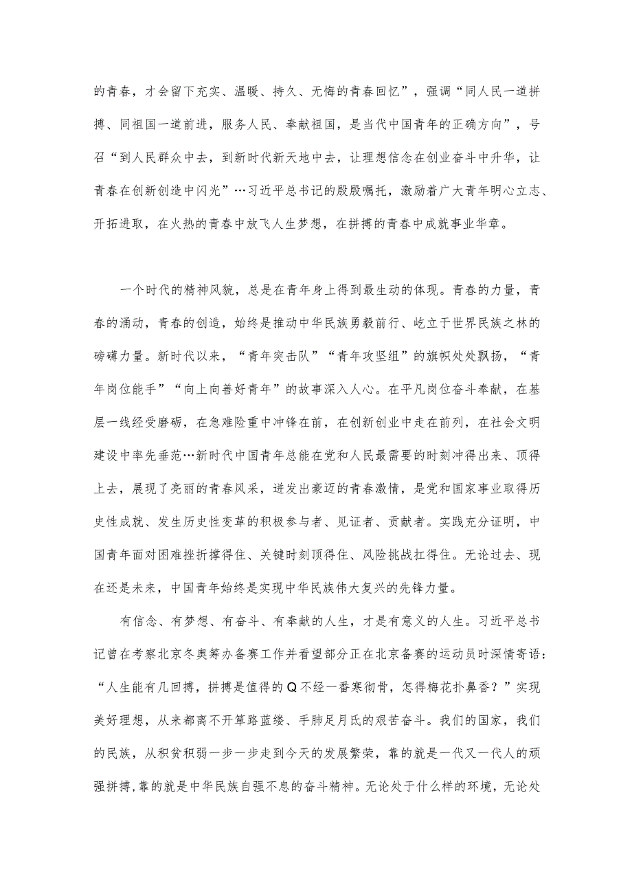 2023年学习青年团第十九次全国代表大会上致词对新时代中国青年“四点要求”心得与学习共青团十九大精神心得体会【两份】可参考.docx_第2页