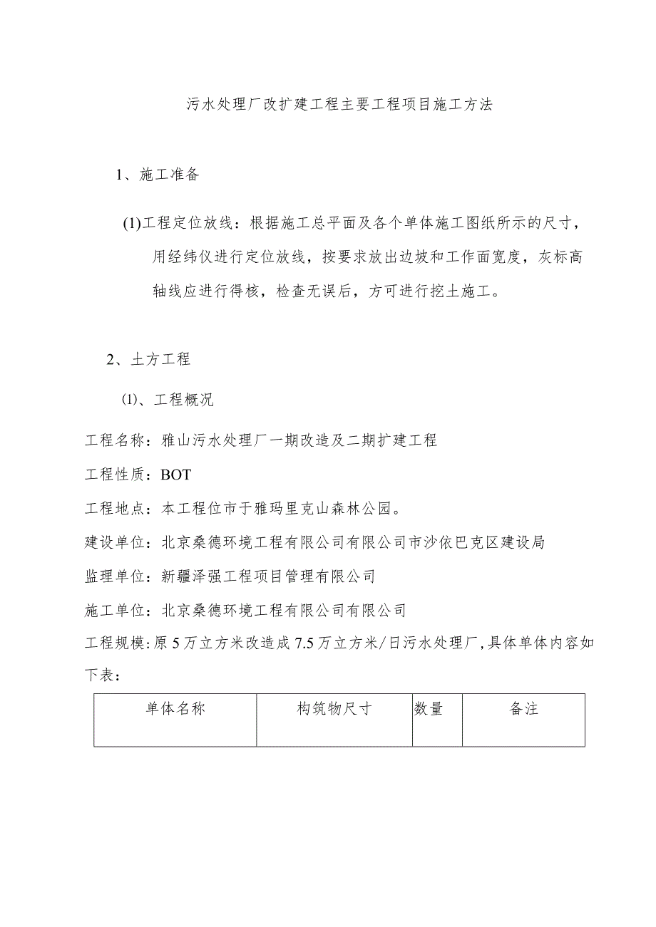 污水处理厂改扩建工程主要工程项目施工方法.docx_第1页