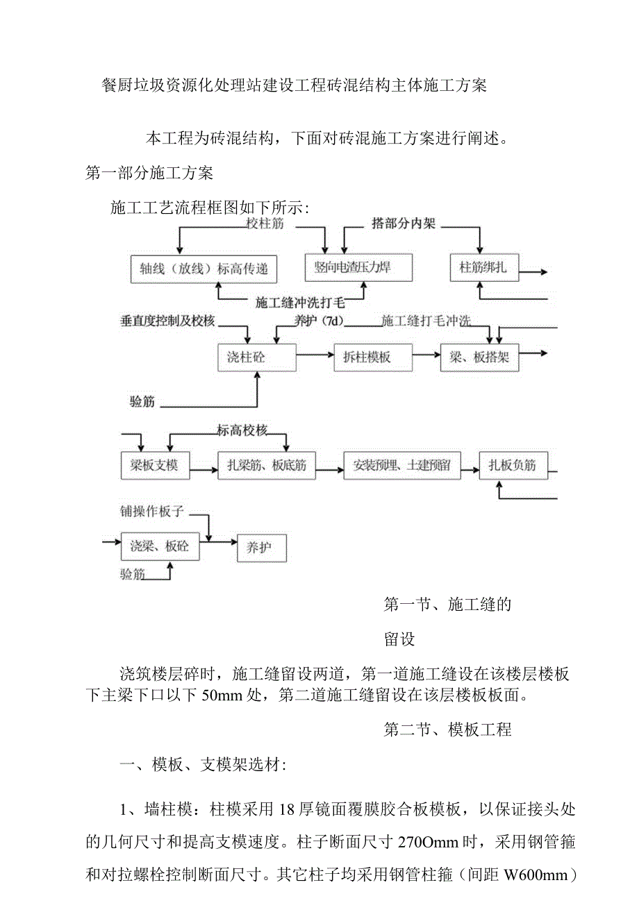 餐厨垃圾资源化处理站建设工程砖混结构主体施工方案.docx_第1页