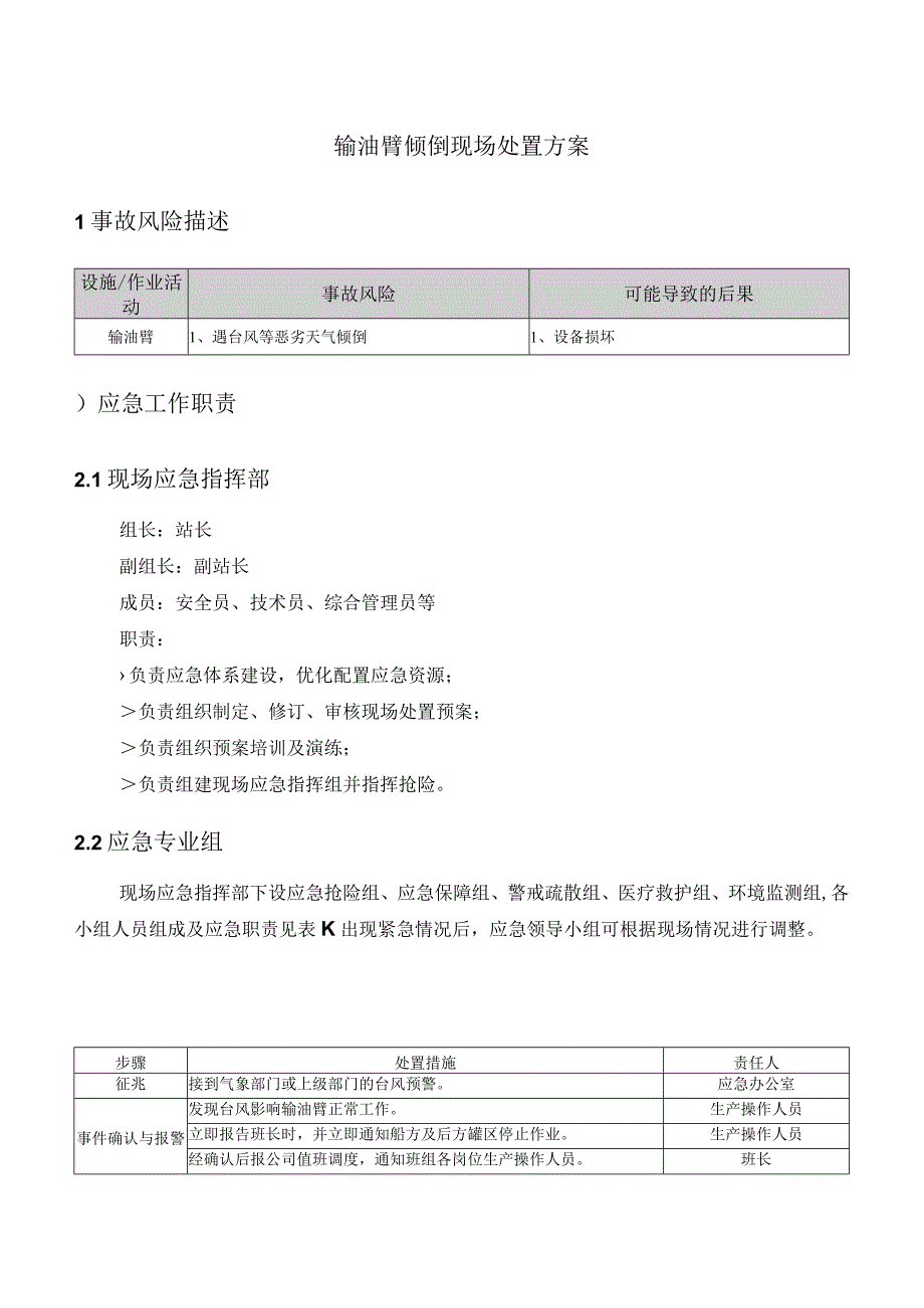 输油臂倾倒现场处置方案.docx_第1页