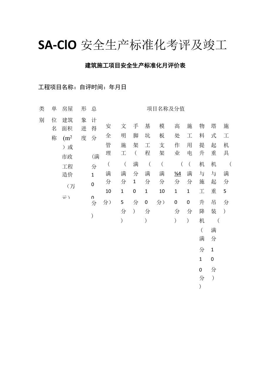 (全)SA-C10安全生产标准化考评及竣工.docx_第1页