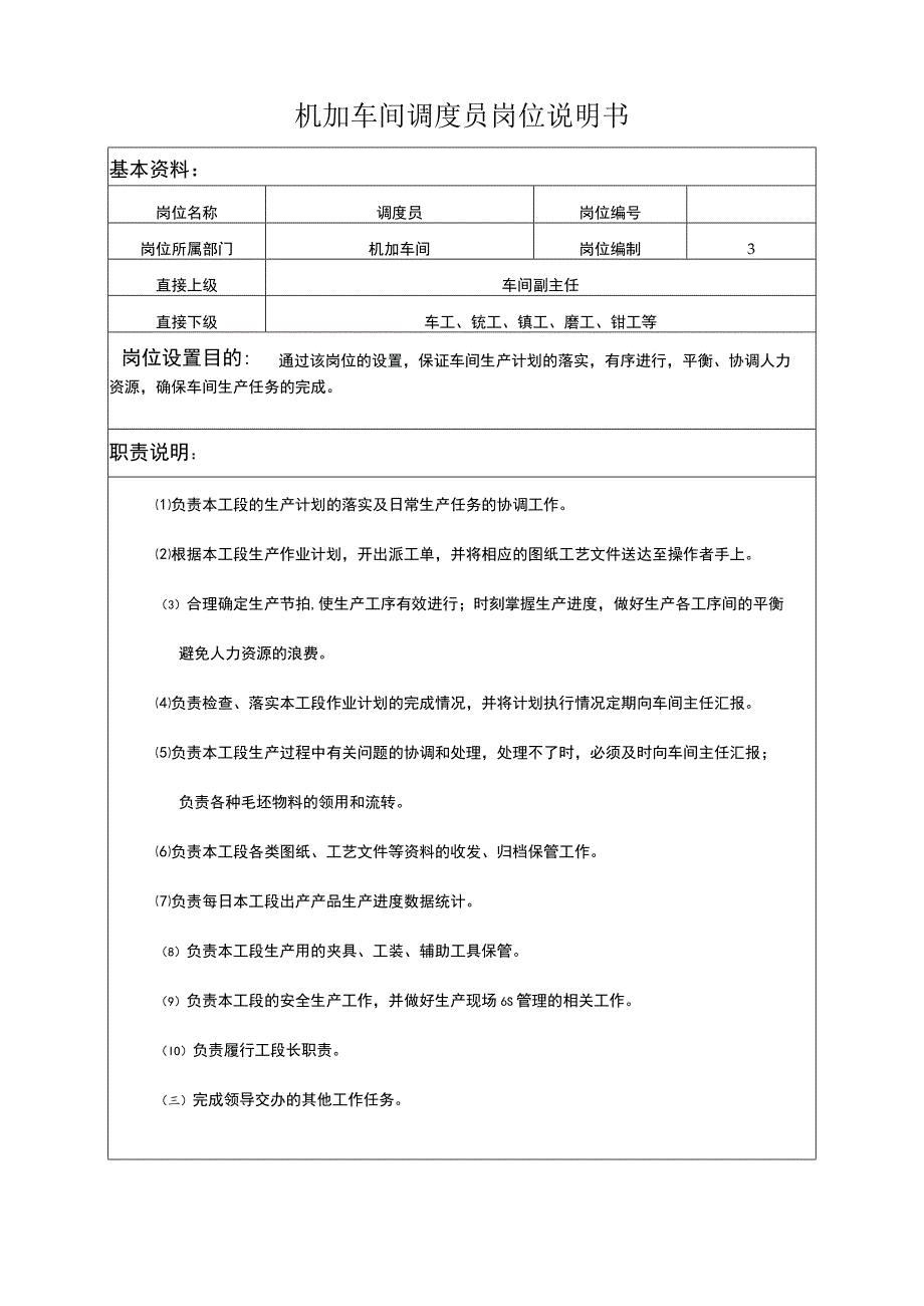 机加工车间岗位说明书.-共22页.docx_第1页