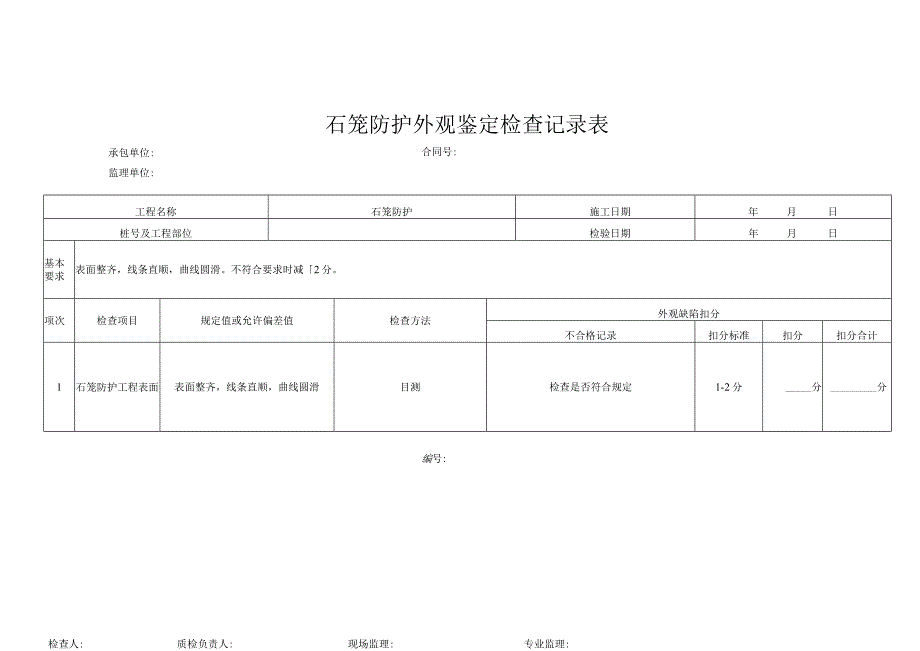 石笼防护外观鉴定检查记录表.docx_第1页