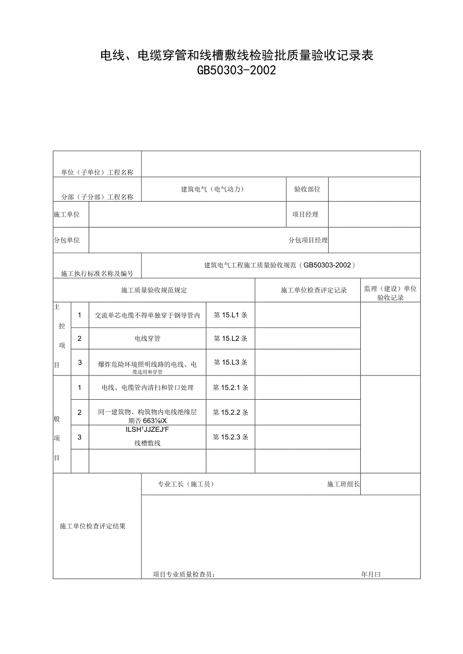 电线、电缆穿管和线槽敷线检验批质量验收记录.docx_第1页