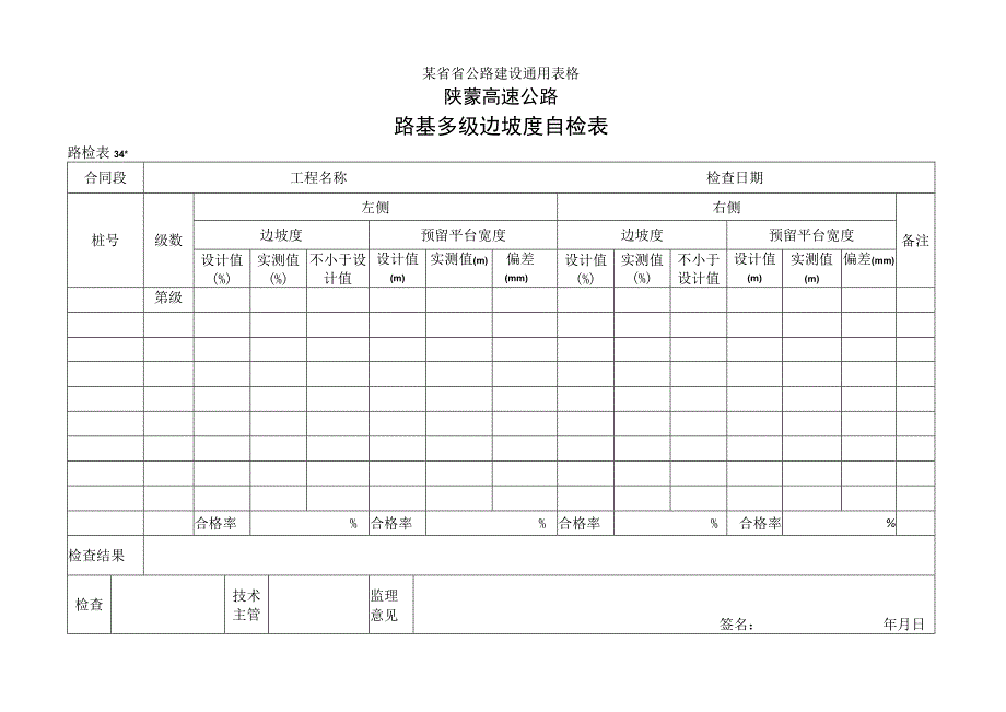 路检表34 路基多级边坡度自检表工程文档范本.docx_第1页