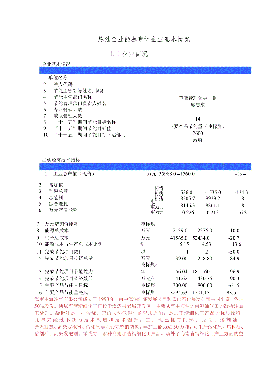 炼油企业能源审计企业基本情况.docx_第1页