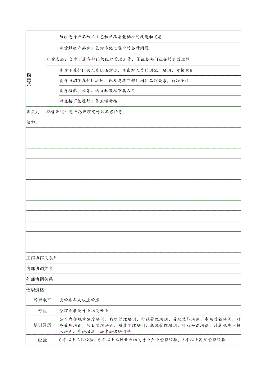 某餐饮企业营运副总经理岗位说明书(doc).docx_第3页