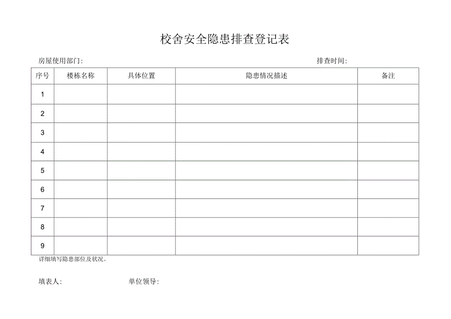 校舍安全隐患排查登记表.docx_第1页