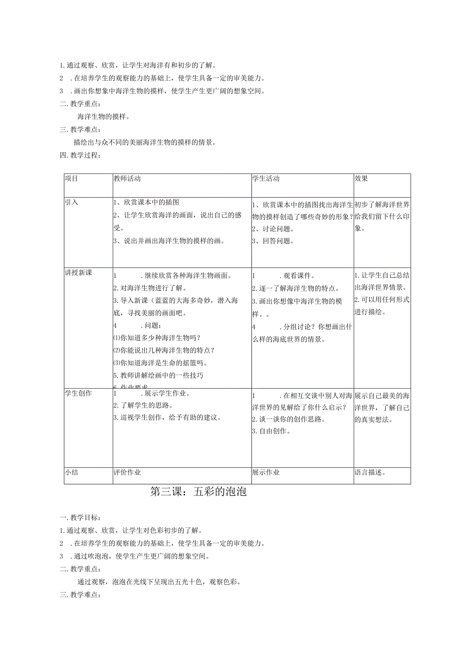 漫游飞行世界 海洋世界 全册教学设计.docx_第2页