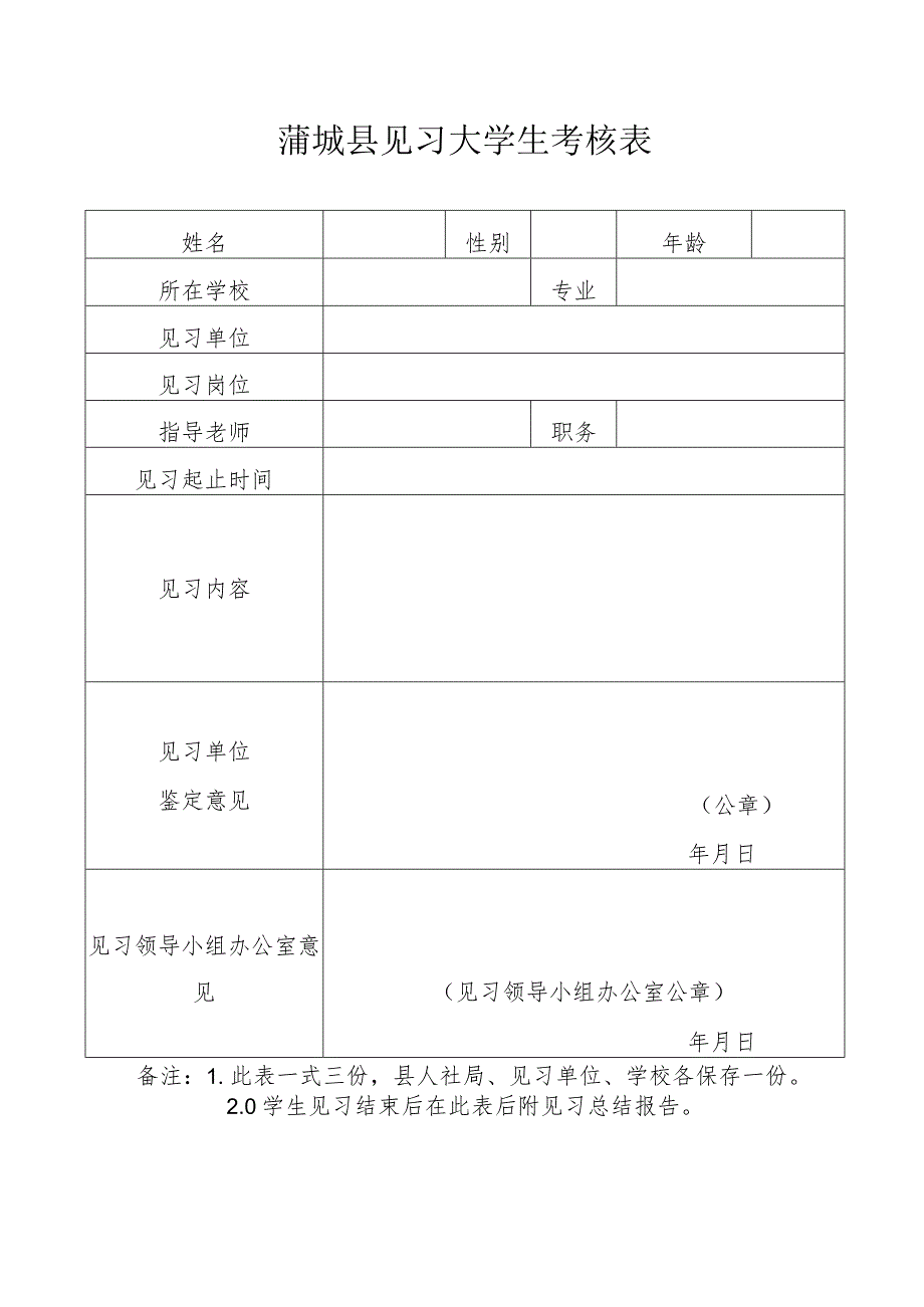 蒲城县见习大学生考核表.docx_第1页