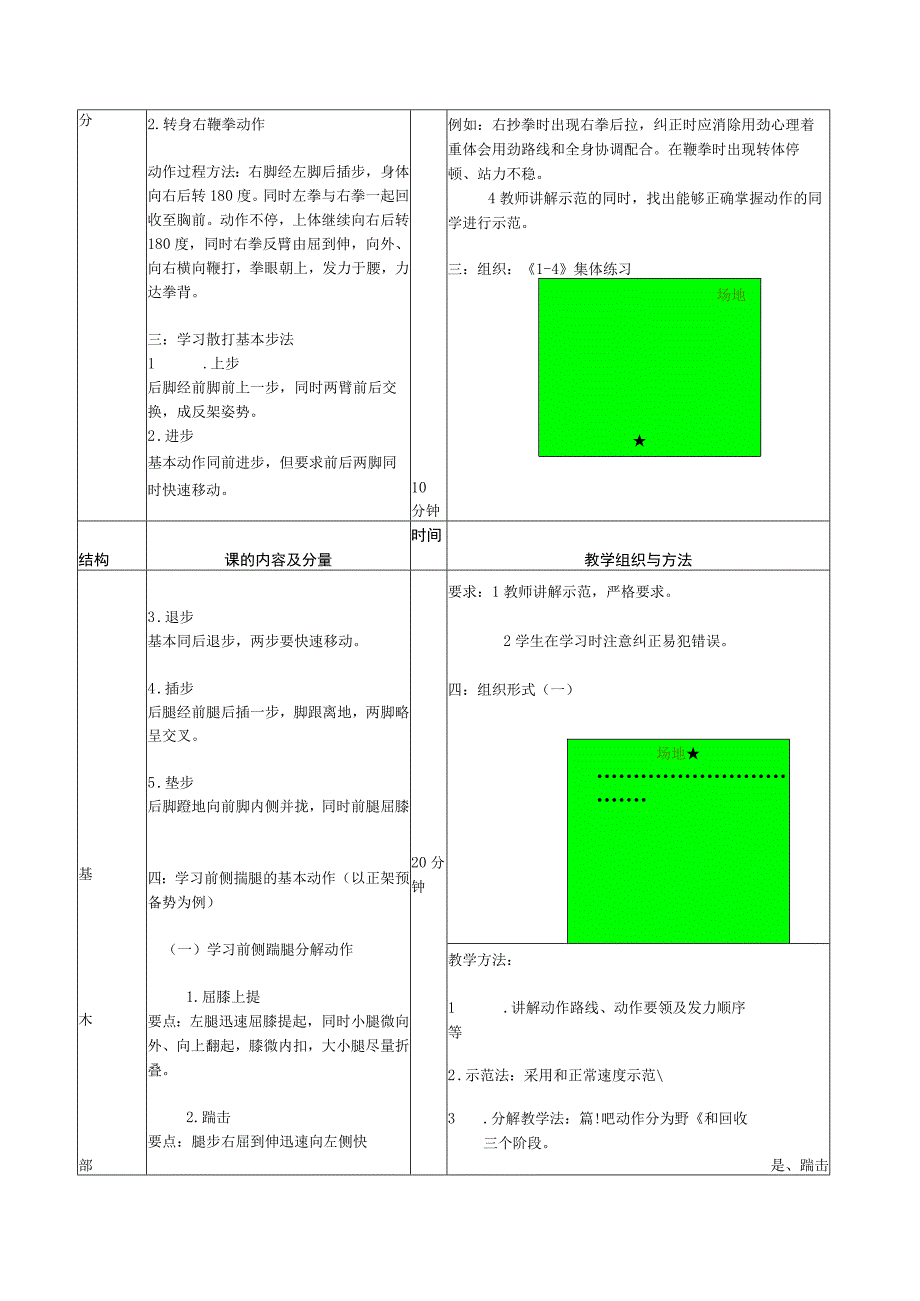 散打体育课教案初步学习并掌握散打的基本腿法.docx_第3页