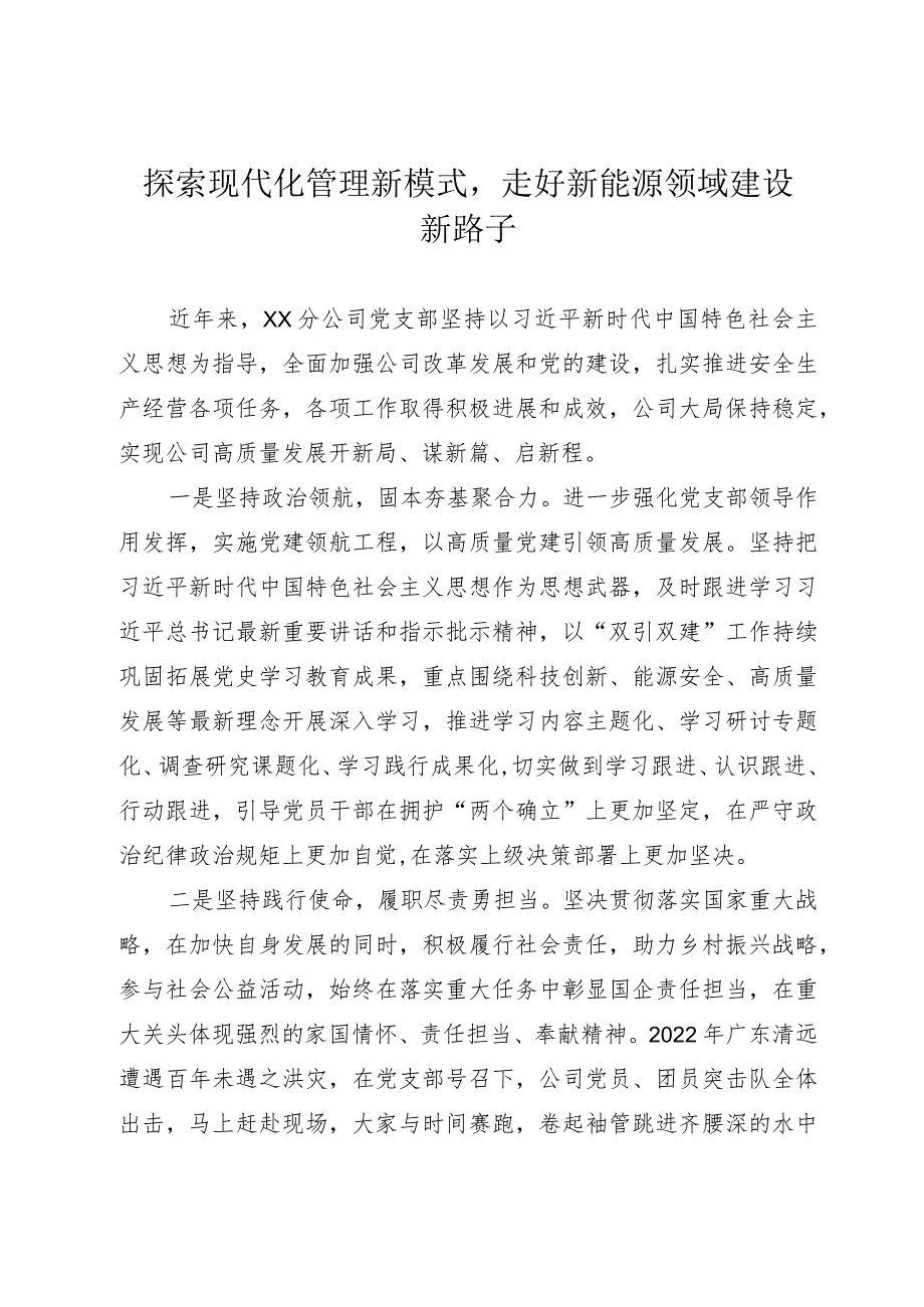 探索现代化管理新模式走好新能源领域建设新路子.docx_第1页