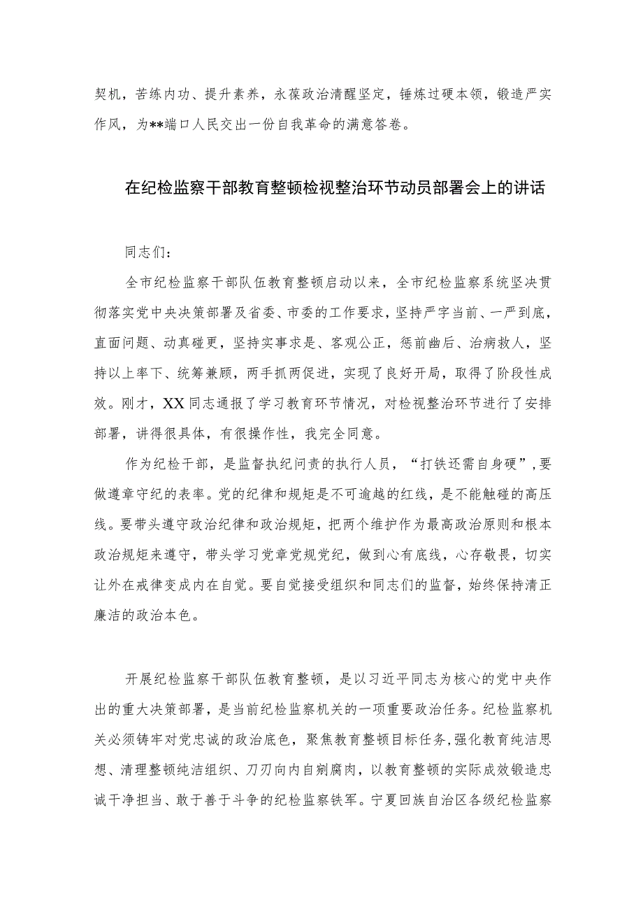 2023在纪检监察干部队伍教育整顿专题学习研讨班上的发言范文精选三篇.docx_第3页