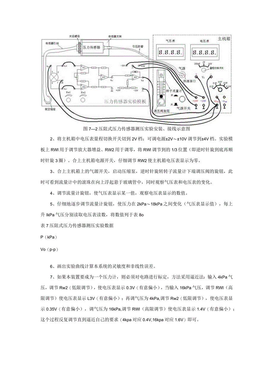 传感器应用技术实操练习七：压阻式压力传感器测量压力特性.docx_第2页