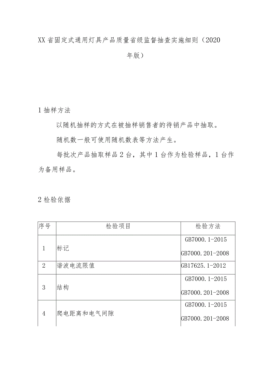 固定式通用灯具产品质量省级监督抽查实施细则(2020年版).docx_第1页