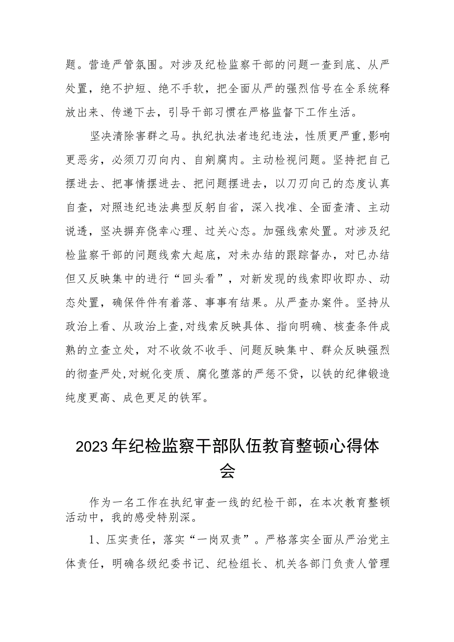 关于2023纪检监察干部队伍教育整顿的心得体会七篇.docx_第2页