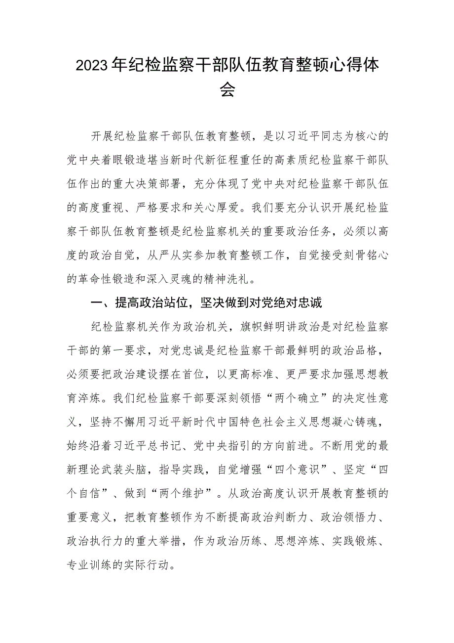 2023纪检监察干部队伍教育整顿活动心得体会发言材料两篇.docx_第3页