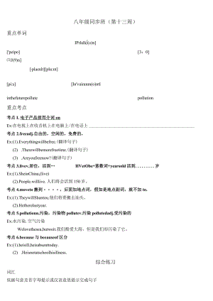 2023秋季八年级上同步第十三周Unit7辅导学案（无答案）.docx