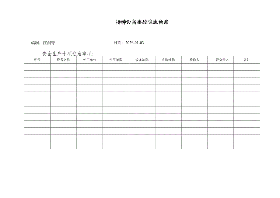 特种设备事故隐患台账.docx_第1页